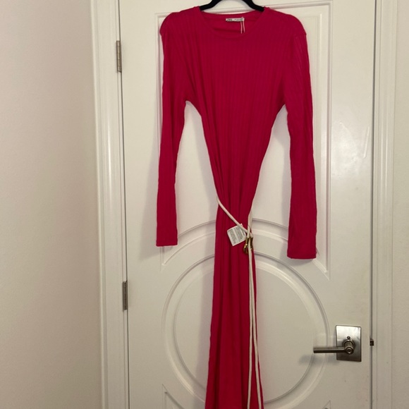 Zara Pink Belted Dress - Picture 4 of 6
